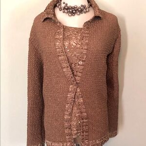 [France 1] Taupe Sequin Detail Camisole Set Sz: L